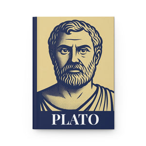 Hardcover journal with a bold illustration of ancient Greek philosopher Plato

