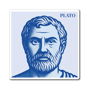 Fridge magnet with stylized illustration of ancient Greek philosopher Plato