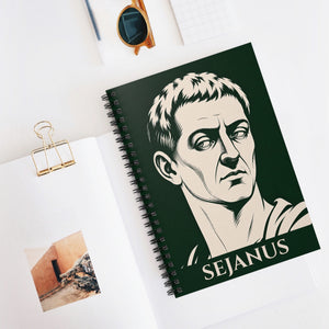 Spiral notebook with a bold illustration of Roman prefect Sejanus mockup