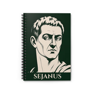 Spiral notebook with a bold illustration of Roman prefect Sejanus
