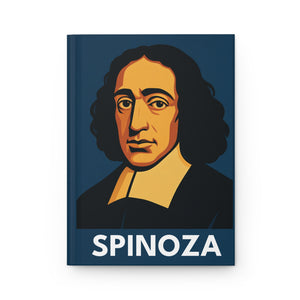 Hardcover journal with a bold illustration of philosopher Baruch Spinoza