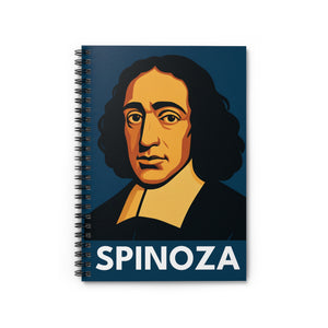 Spiral notebook with a bold illustration of philosopher Baruch Spinoza