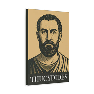 Canvas wall art with a bold black and beige illustration of ancient Greek historian Thucydides side view