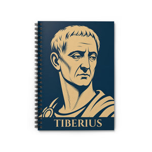 Spiral notebook with a bold illustration of Roman emperor Tiberius
