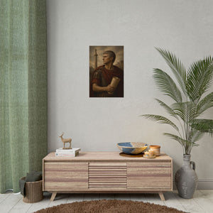 Fine art poster with a beautiful, original illustration of Roman emperor Trajan
on the wall.