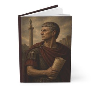 Hardcover journal with a beautiful, original illustration of Roman emperor Trajan opened