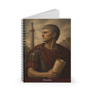 Spiral notebook with a beautiful, original illustration of Roman emperor Trajan
opened