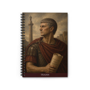 Spiral notebook with a beautiful, original illustration of Roman emperor Trajan
