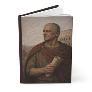 Hardcover journal with a beautiful, original illustration of Roman emperor Vespasian opened