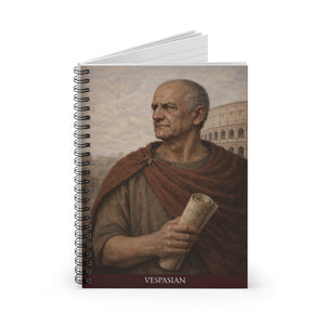 Spiral notebook with a beautiful, original illustration of Roman emperor Vespasian
opened
