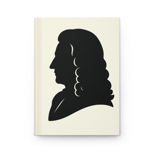 Hardcover journal with a black on ivory silhouette illustration of musician Antonio Vivaldi