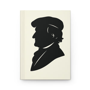 Hardcover journal with a black on ivory silhouette illustration of musician Richard Wagner